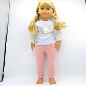 Our Generation Blonde Doll With Braided Hair In Bunny Shirt & Pink Quilted Pants